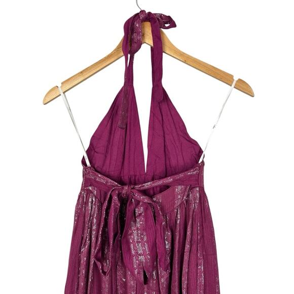 Lulu’s Charlize Magenta Striped Purple Halter Midi Dress Sz XS NWT - Picture 9 of 15